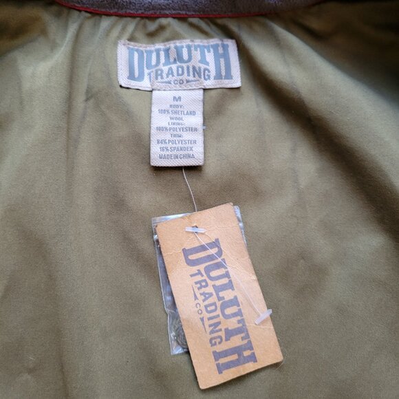 Duluth Trading Men's Windproof Full Zip Sweater Jacket Shetland Wool Green Sz. M - Picture 8 of 13